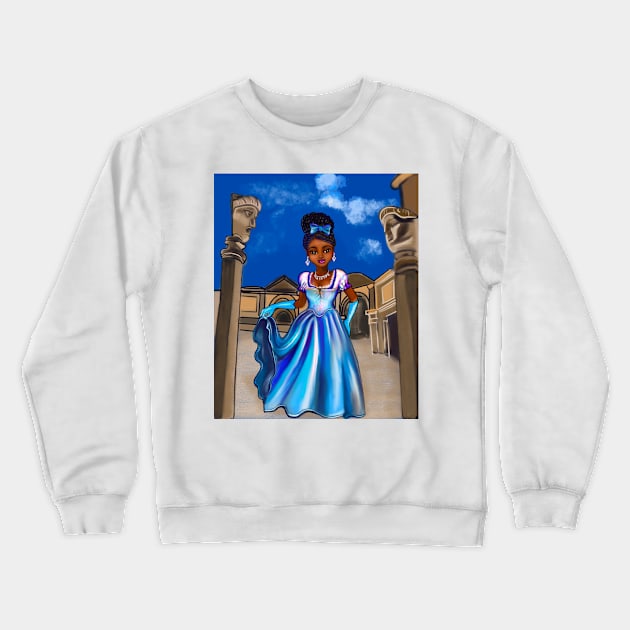 Princess in Roman inspired courtyard   ! beautiful  black girl with Afro hair, brown eyes and dark brown skin. Hair love ! Crewneck Sweatshirt by Artonmytee